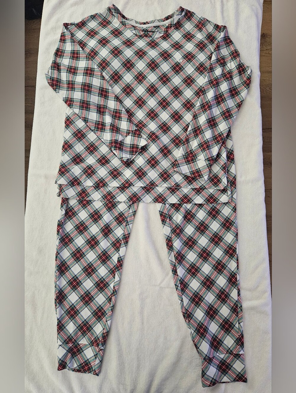 Lauren Ralph Lauren Plaid Pajama Set M Medium Red Green Holiday Christmas Lounge